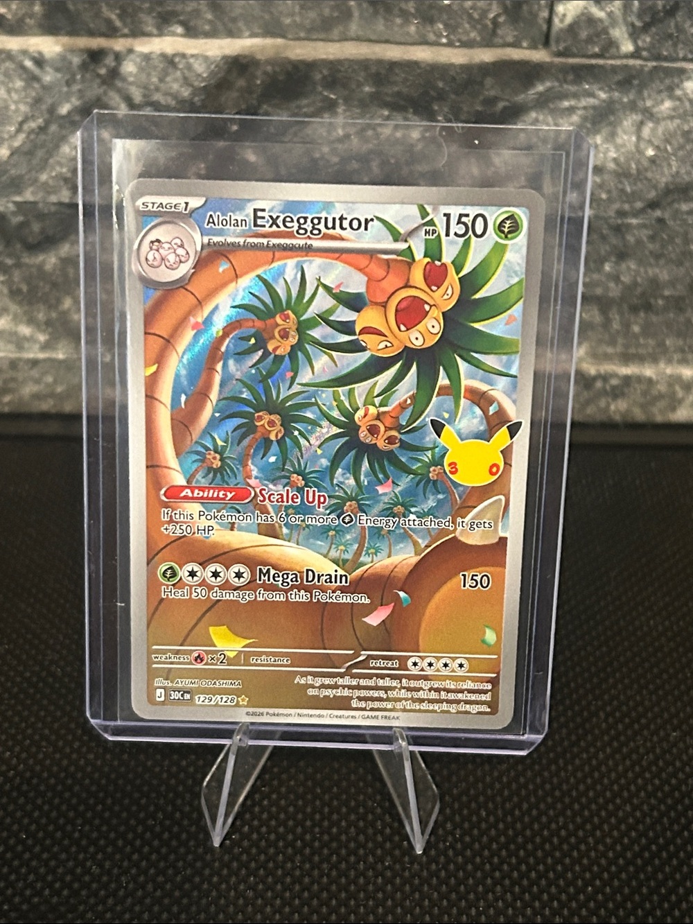 Pokemon Exeggutor 129/128 30th Anniversary Celebration Collection Holo STAMPED